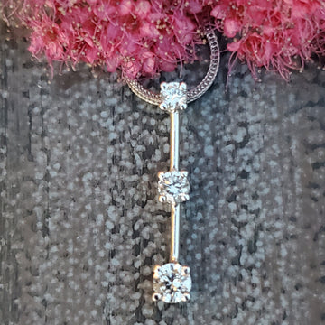 14k White Gold Three Diamond Pendant -  DPD-26611